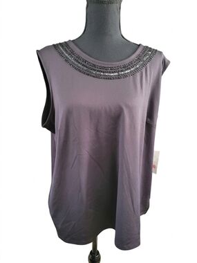 Allison Daley black Sleeveless Top with Beaded Neckline